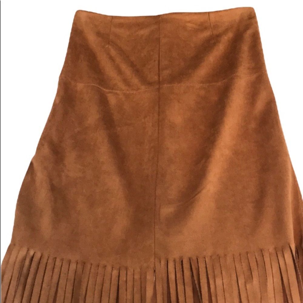 Brown Fringe Suede Skirt - Picture 4 of 9
